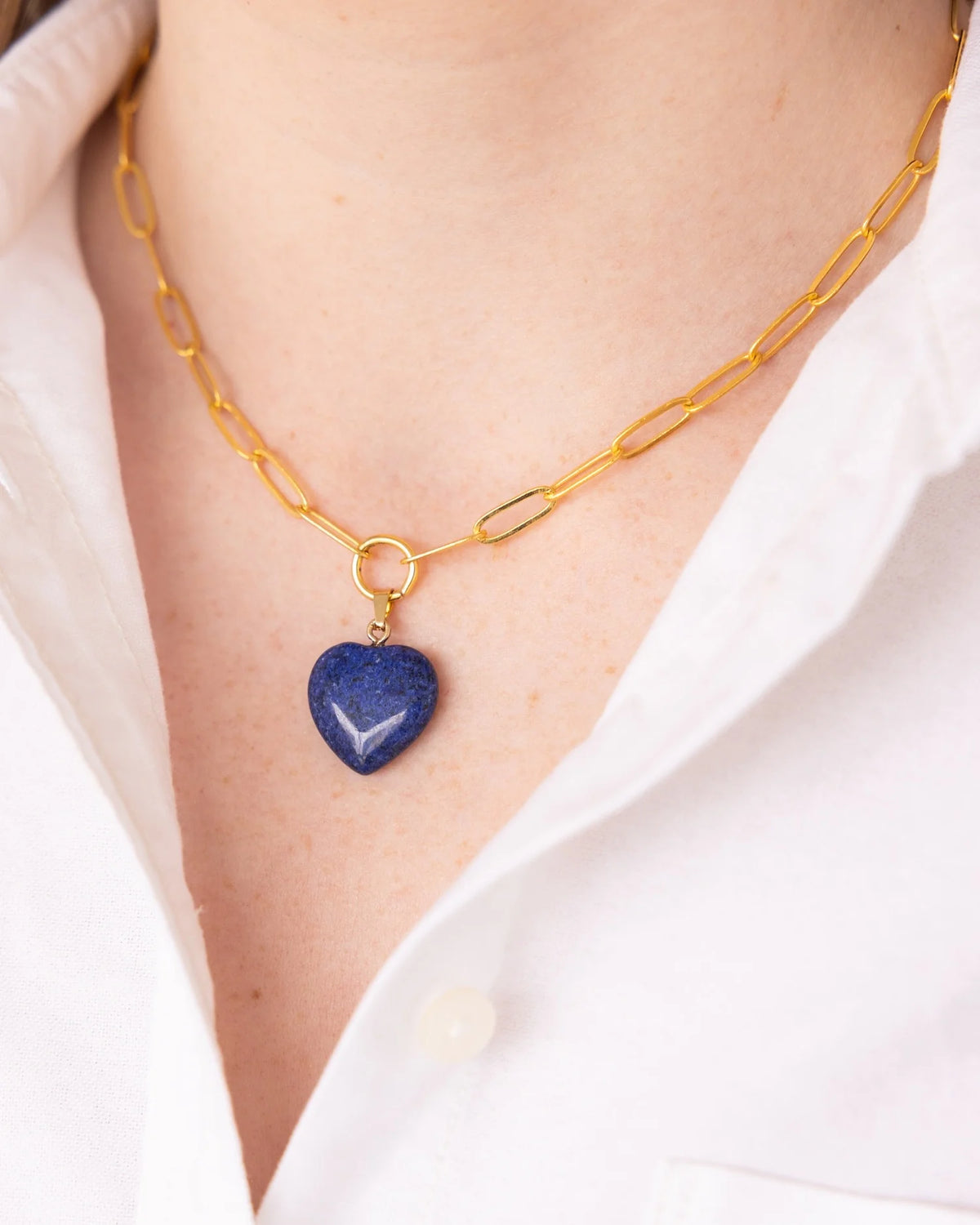 Susan Shaw Audrey Heart Necklace- Blue Lapis