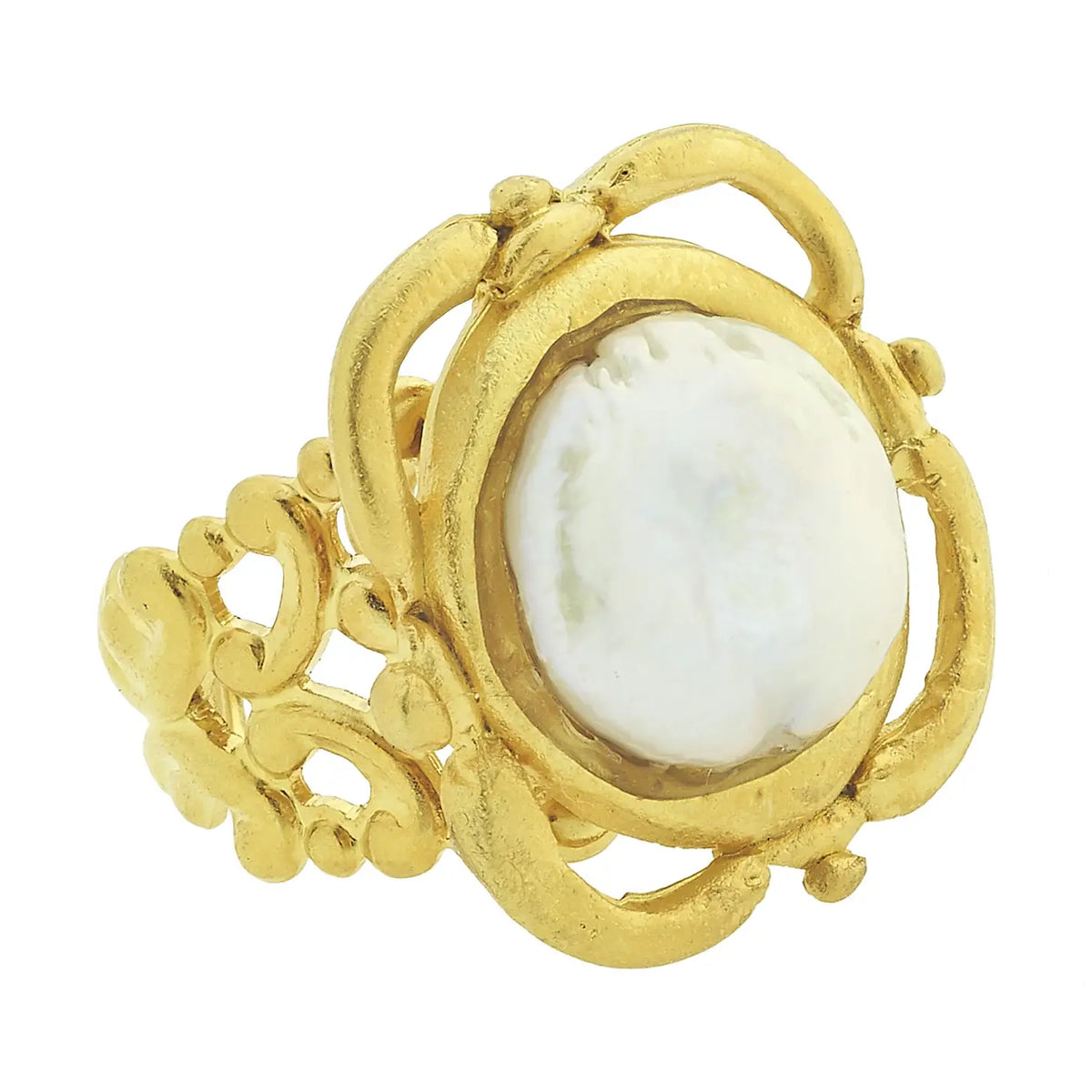 Susan Shaw Handcast Gold Pearl Adjustable Ring