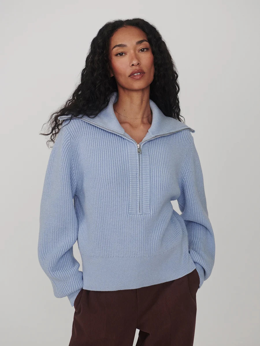Varley Maura Half-Zip Rib Knit- Kentucky Blue