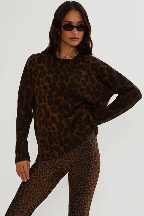 Beach Riot Callie Sweater - Caramel Leopard
