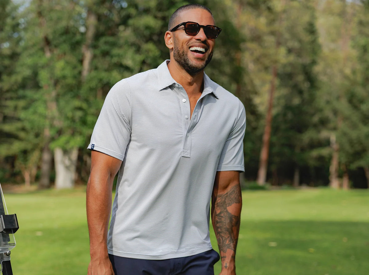 Criquet Performance Sport Range Polo - Hobby Stripe Gray