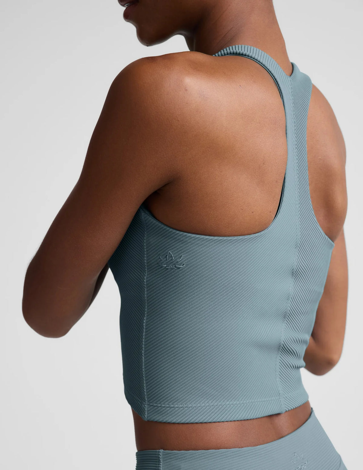 Beyond Yoga Impulse Ribbed High Neck Tank- Shaken Blue