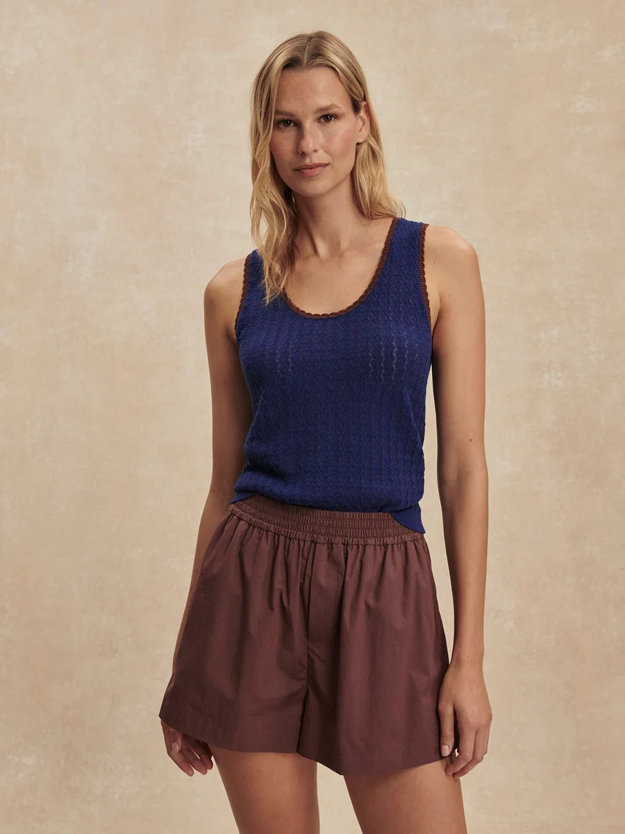 Varley Jocey Knit Top- Bright Navy