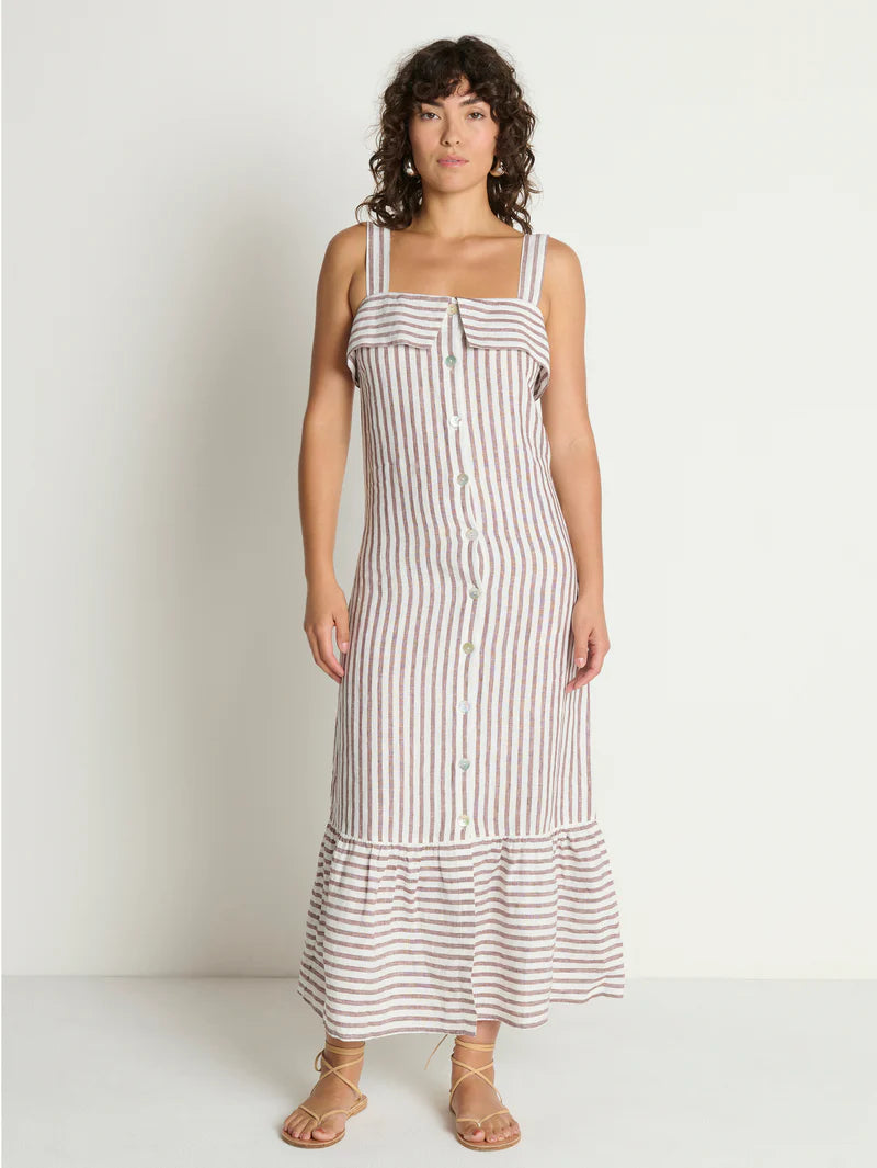 Nation Ltd. Amalia Midi Dress- Praline Stripe