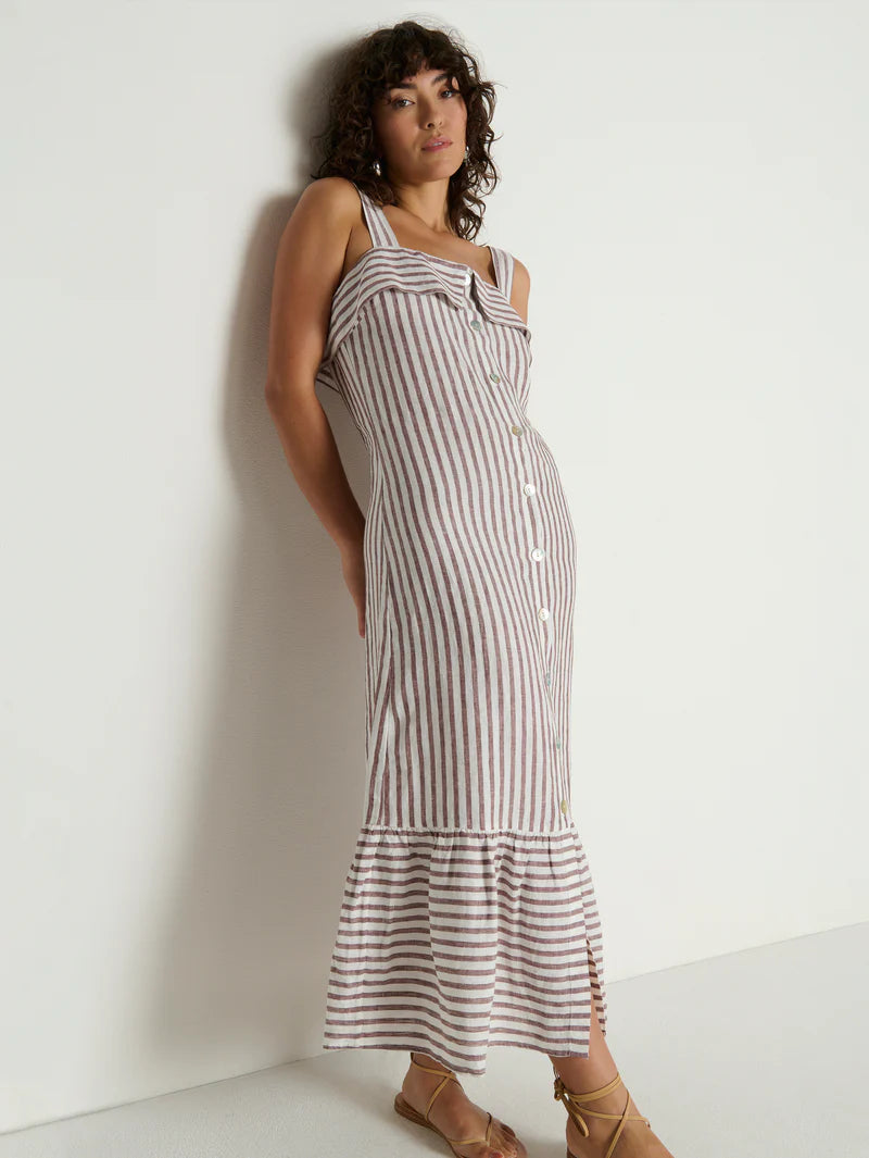 Nation Ltd. Amalia Midi Dress- Praline Stripe