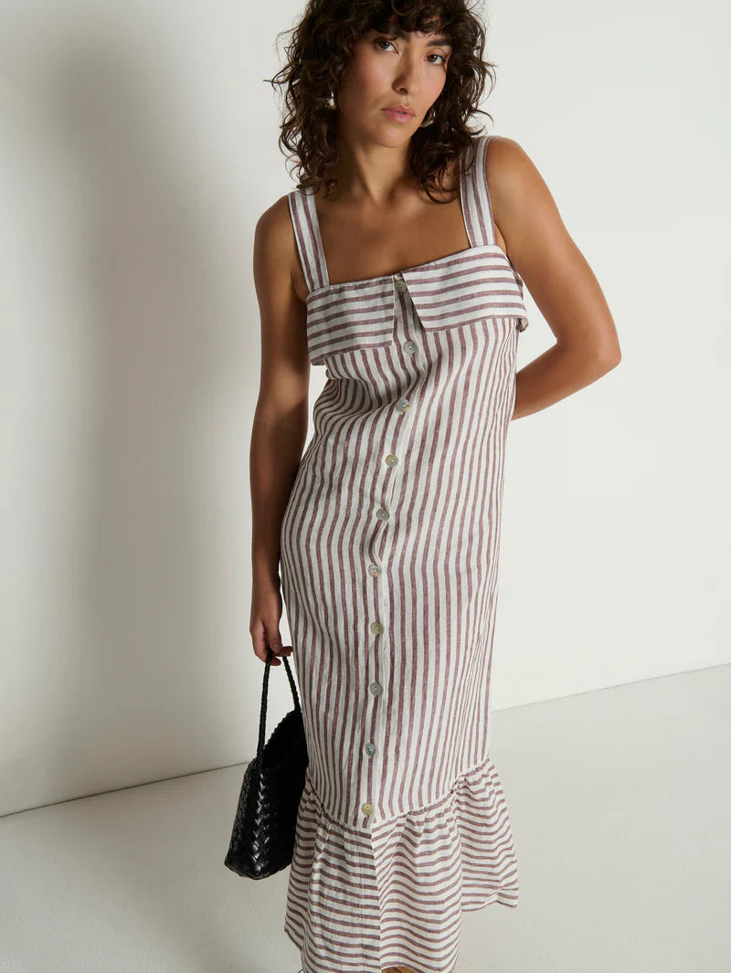 Nation Ltd. Amalia Midi Dress- Praline Stripe