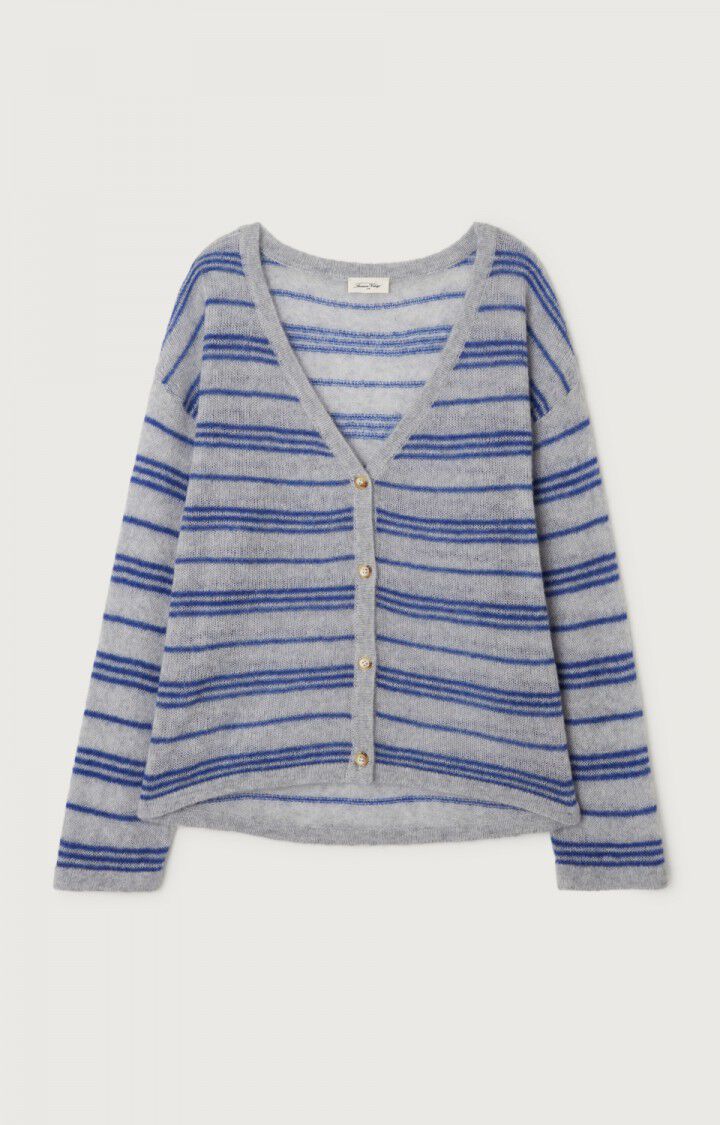 American Vintage Jumper Bodyrow Cardigan- Wave Stripe Grey Melange