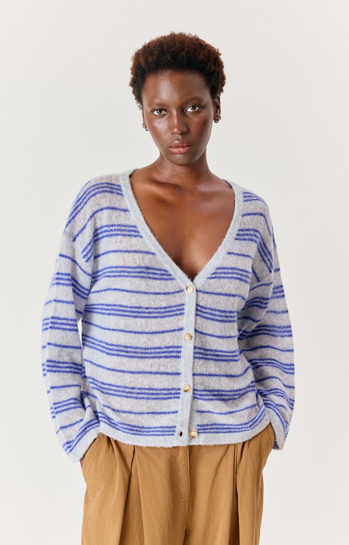 American Vintage Jumper Bodyrow Cardigan- Wave Stripe Grey Melange