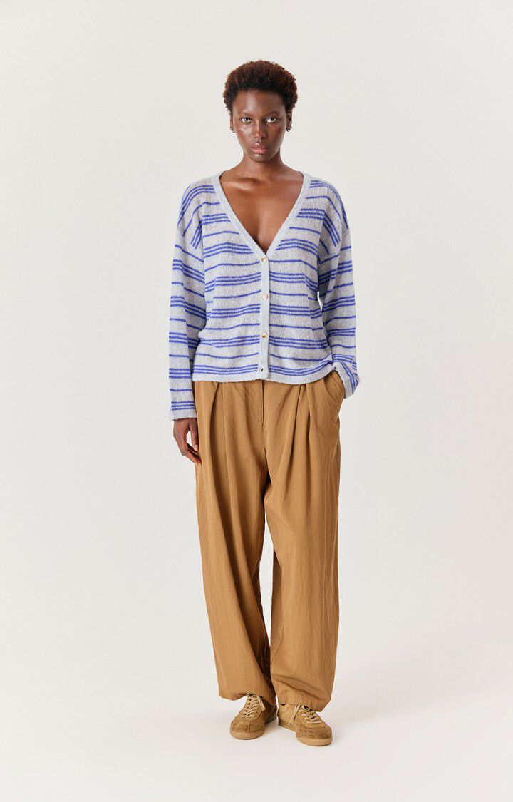 American Vintage Jumper Bodyrow Cardigan- Wave Stripe Grey Melange