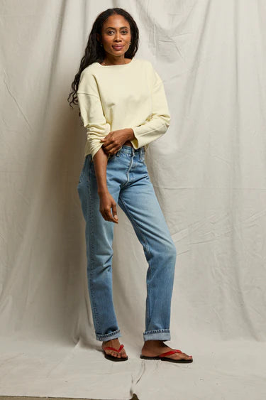 Perfect White Tee Briana French Terry Top - Custard