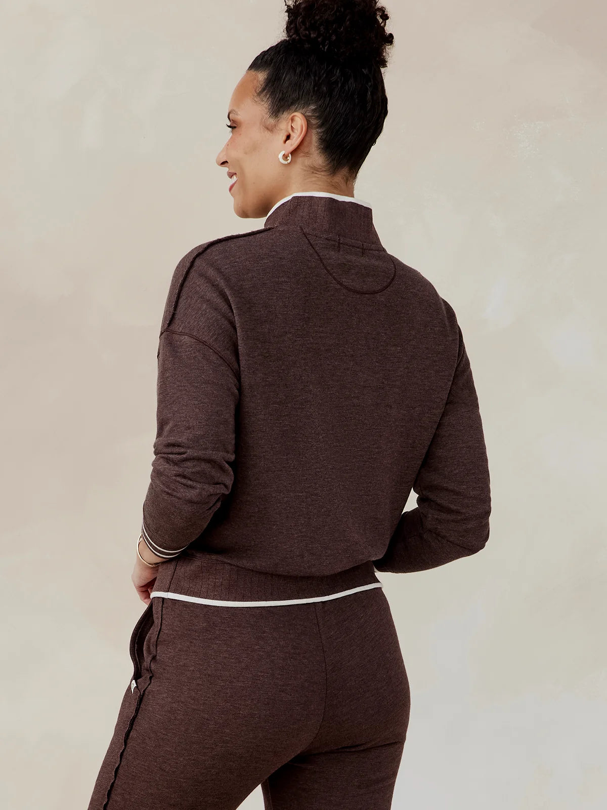 Tasc Stadium French Terry Half Zip- Mocha Heather