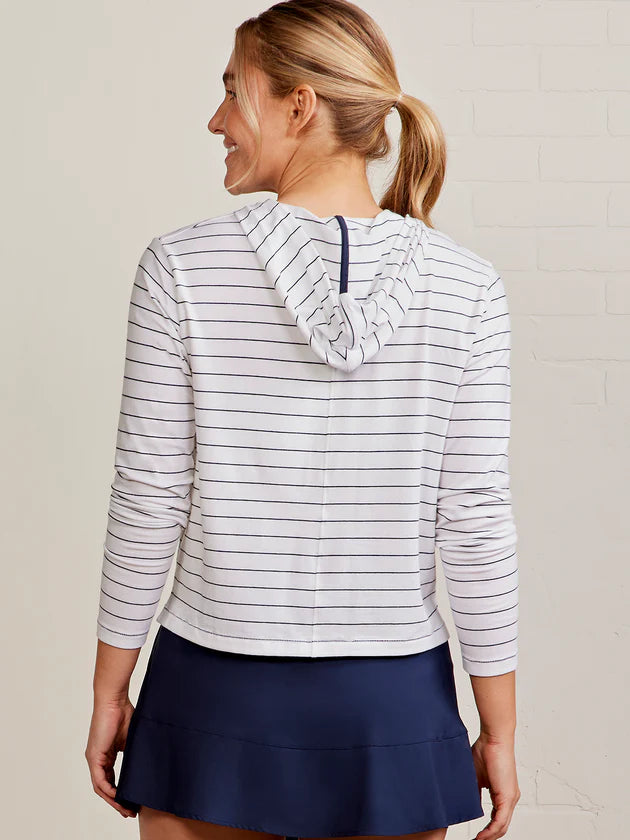 Tasc Boardwalk Stripe Pocket Hoodie- White/ Classic Navy