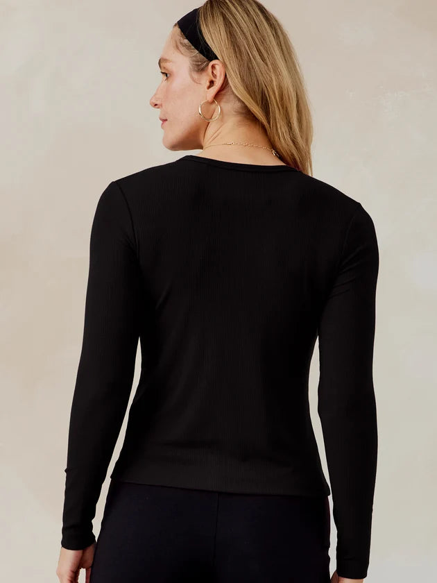 Tasc Microluxe Rib Long Sleeve- Black