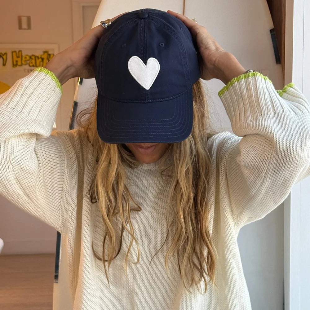 KERRI ROSENTHAL Baseball Hat Heart Patch- Navy