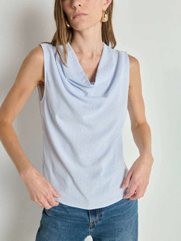Nation Ltd. Cille Cowl Neck Tank- Mini Stripe