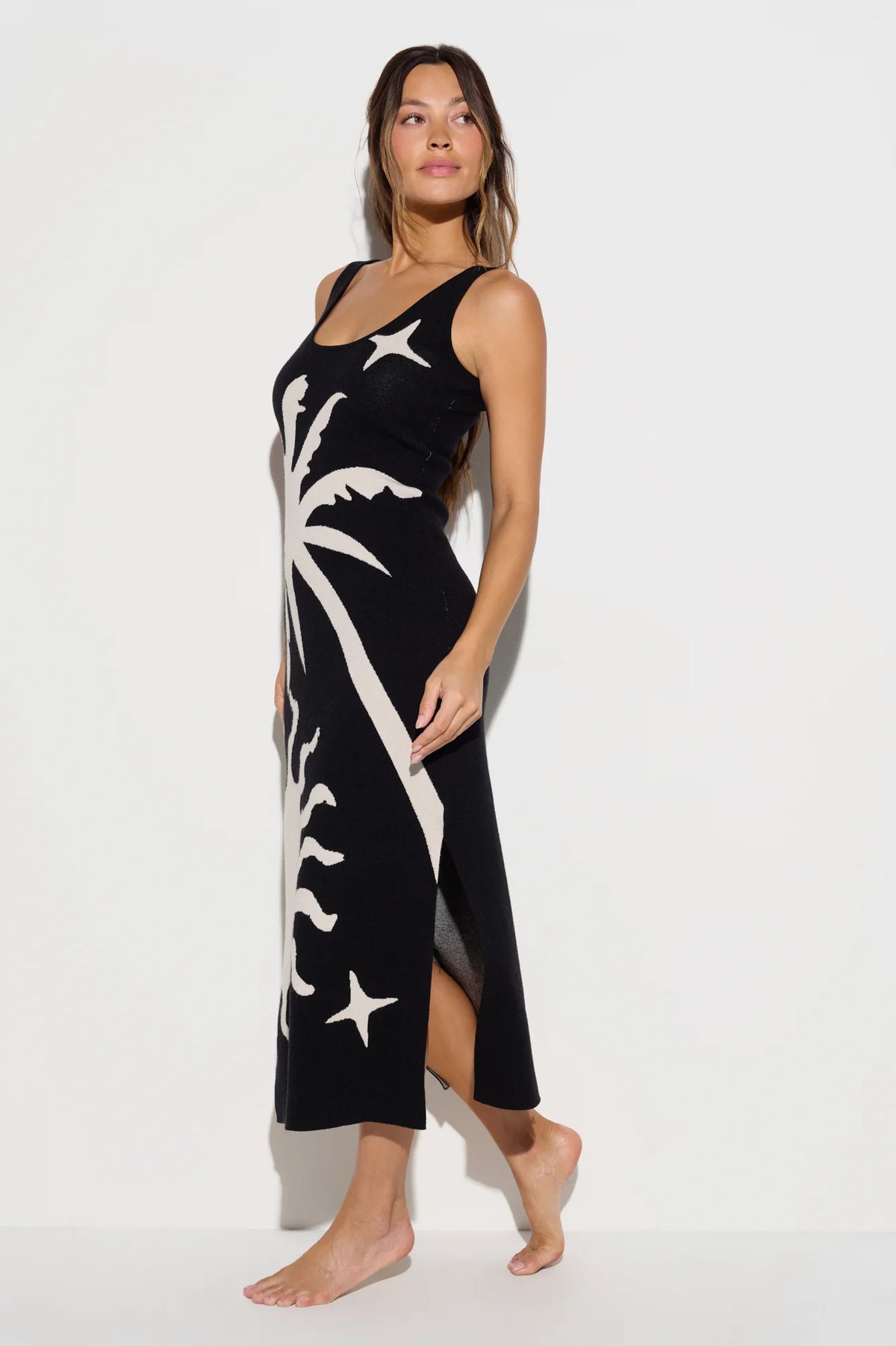 Spiritual Gangster Yasmin Knit Tank Midi Dress- Black