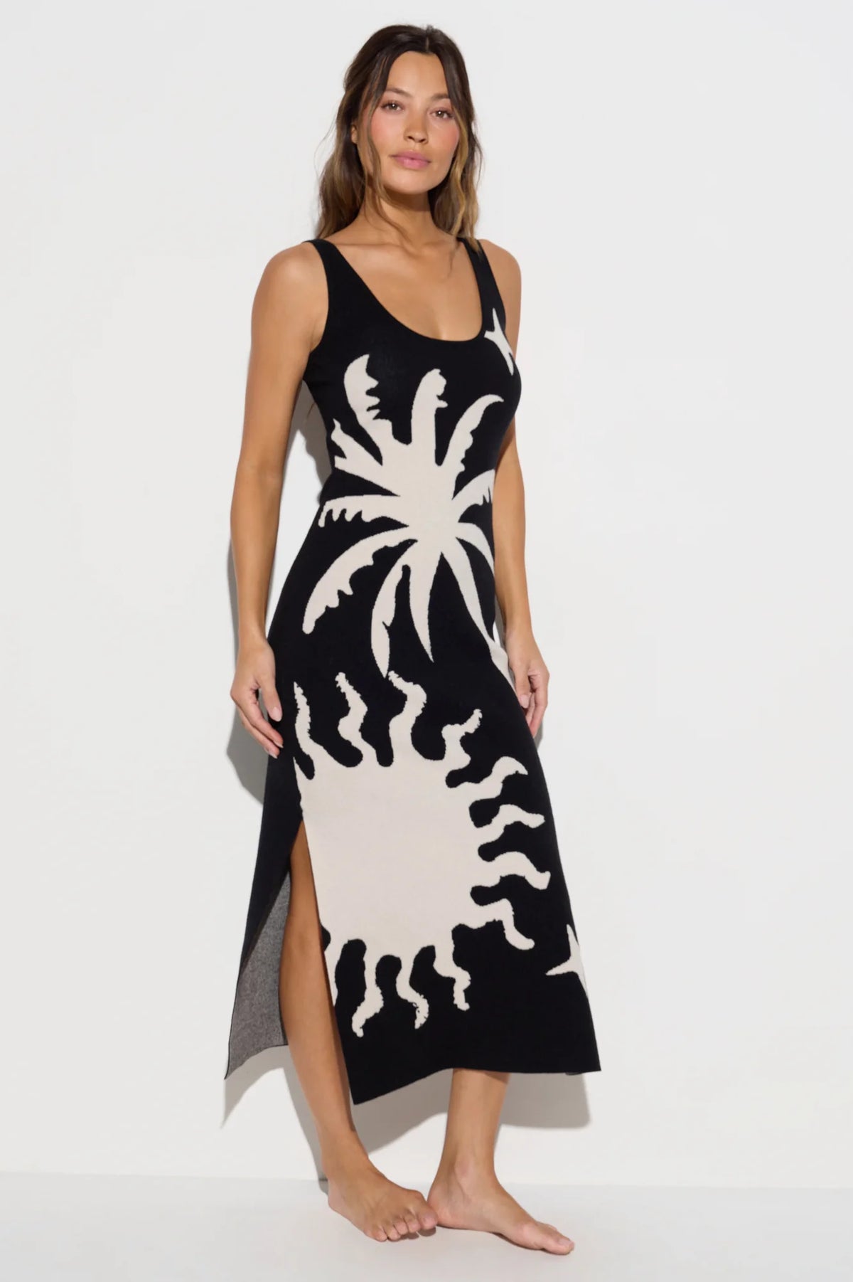 Spiritual Gangster Yasmin Knit Tank Midi Dress- Black