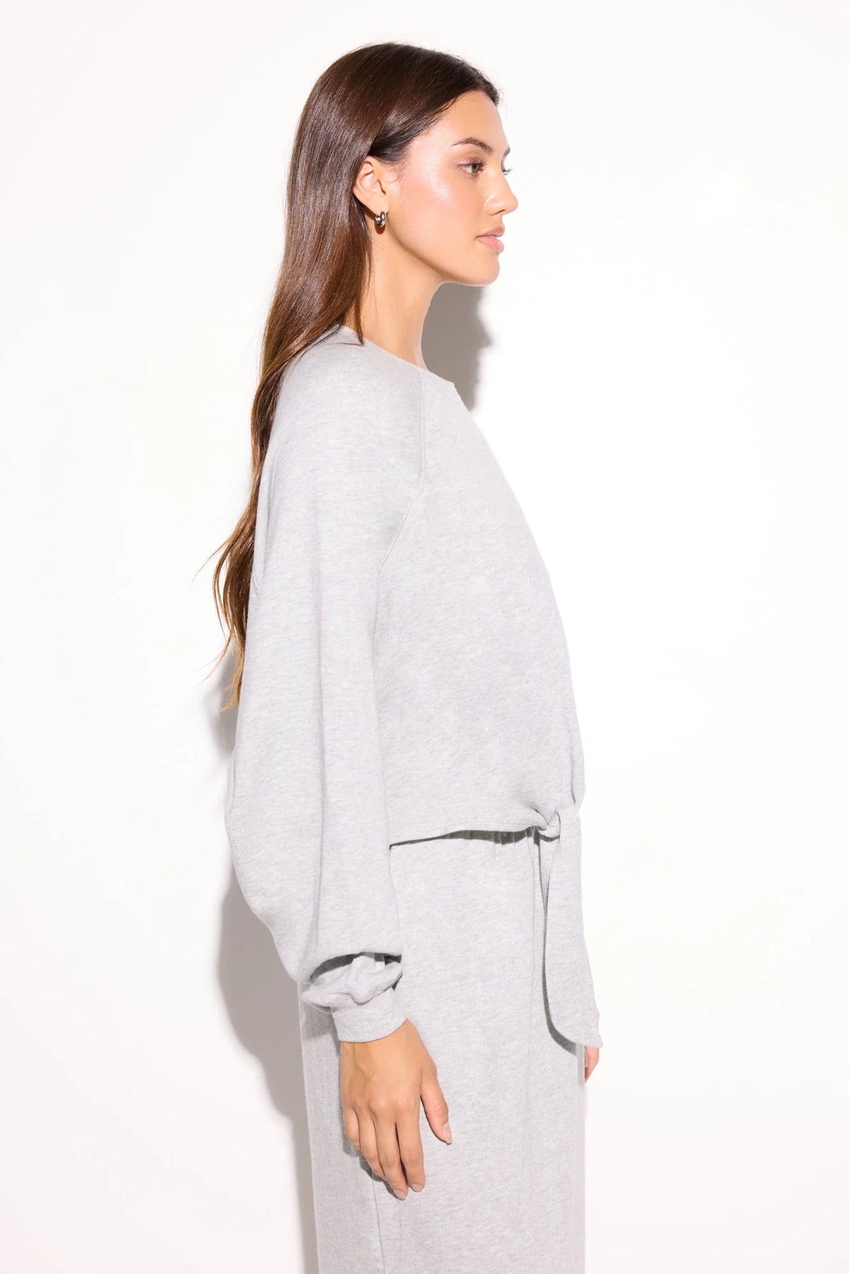 Spiritual Gangster Layla Ft Raglan Tie Sweatshirt - Heather Grey