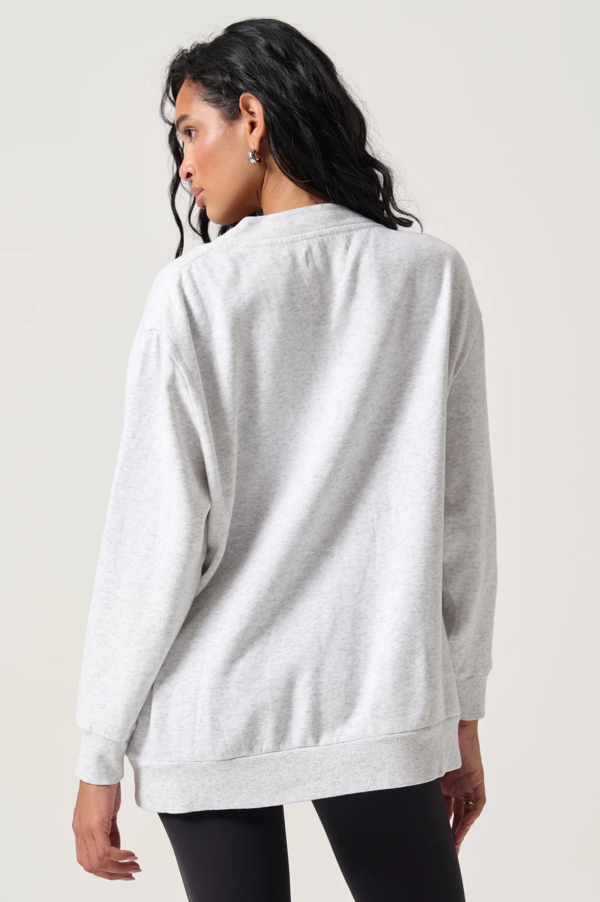 Spiritual Gangster Woodley Fleece Cardigan- Light Heather Grey