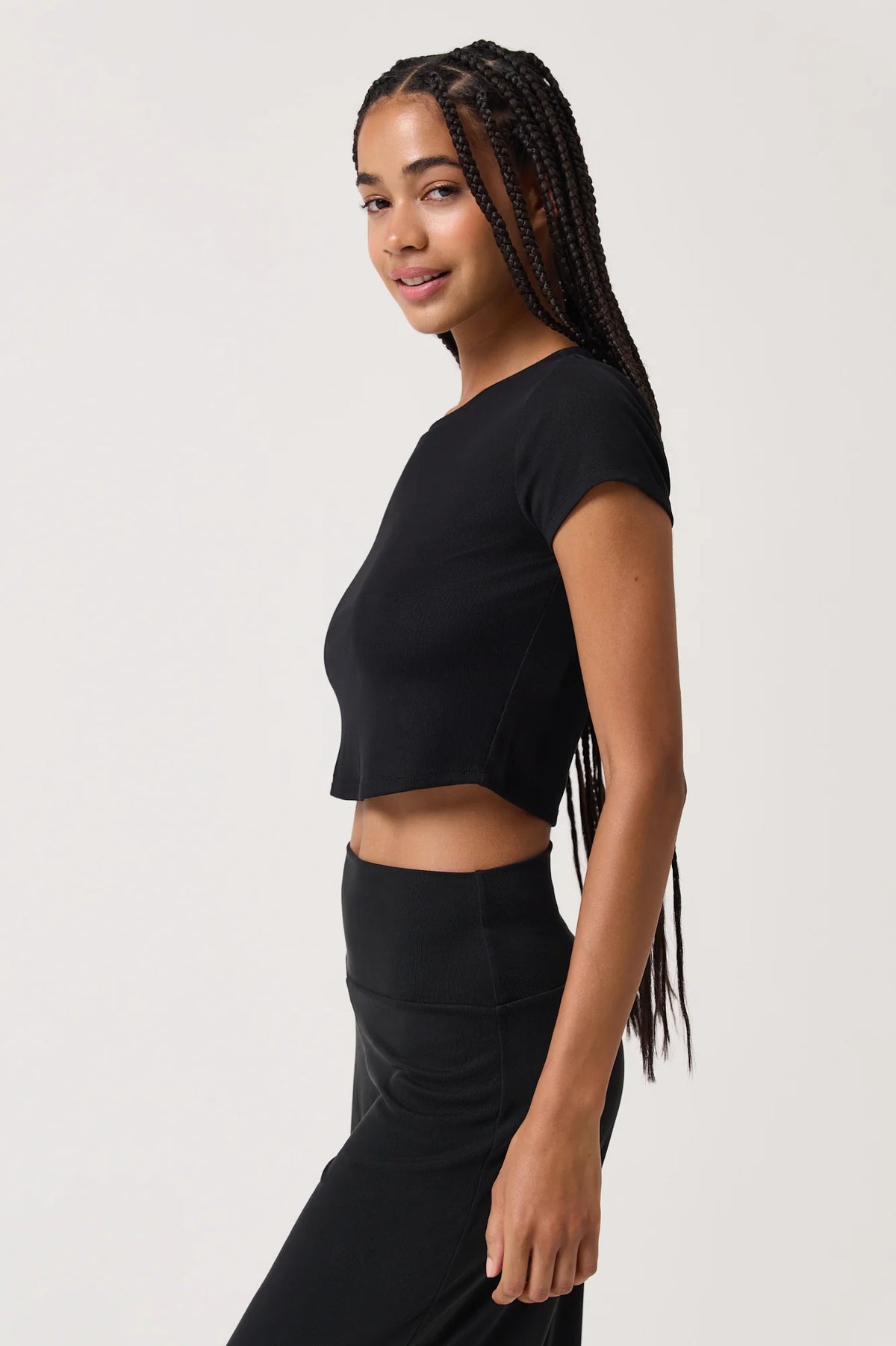 Spiritual Gangster Zen Rib Noa Crop Tee- Black