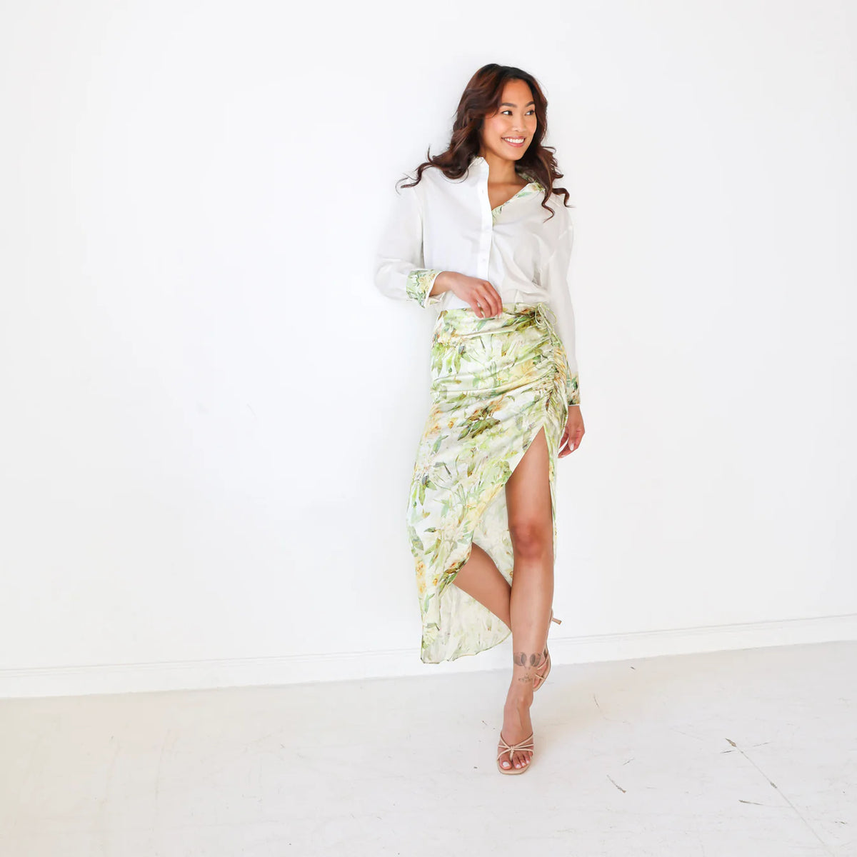 Flora Lydia Button-Down - Sage Floral