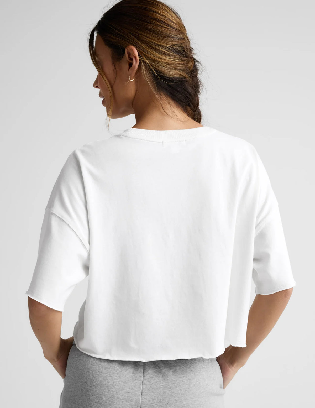 Beyond Yoga SoftKnit Better Than Ever Cropped Cotton Tee- Crisp White