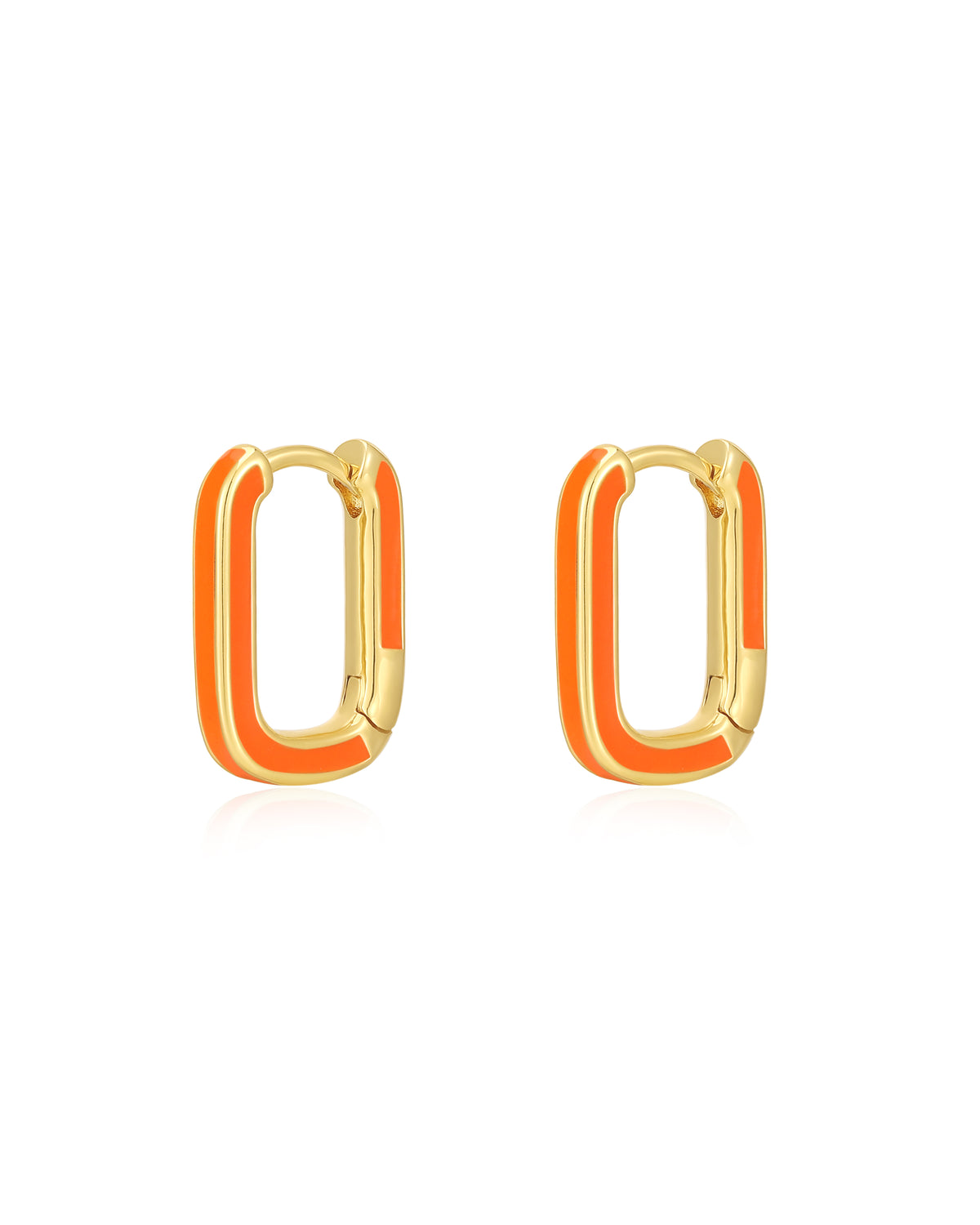 LUV AJ Chain Link Enamel Huggies - Neon Orange/Gold