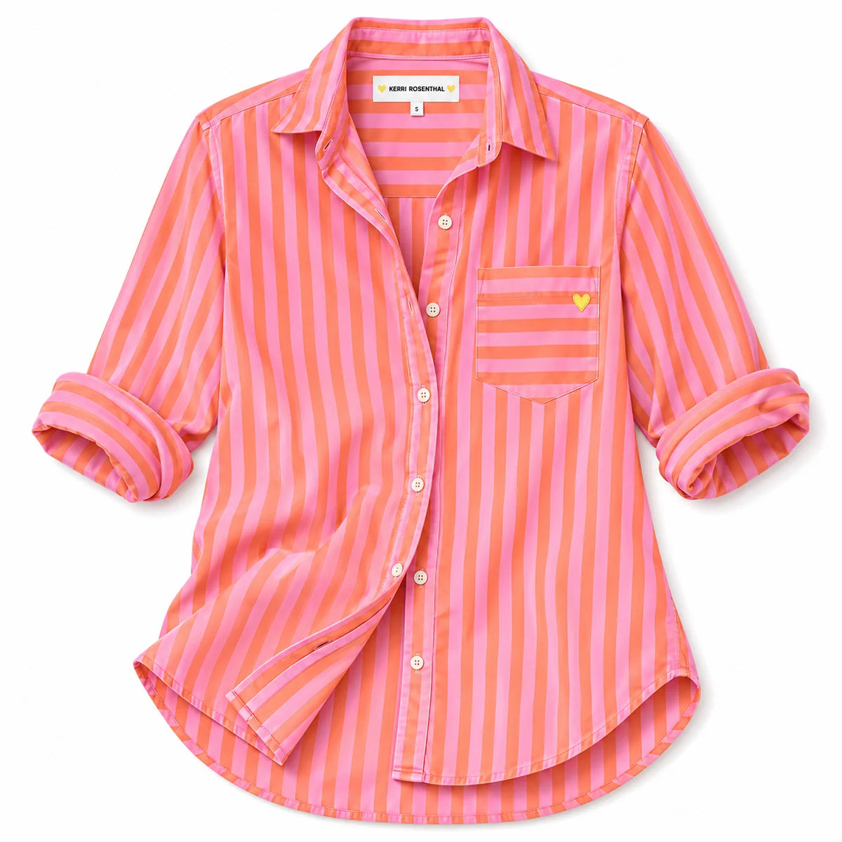 KERRI ROSENTHAL Mia Stripe Shirt- Palm Pink/ Cali Rose