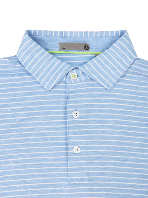 Tasc Cloud Polo - Air Stripe - Polar Heather/White