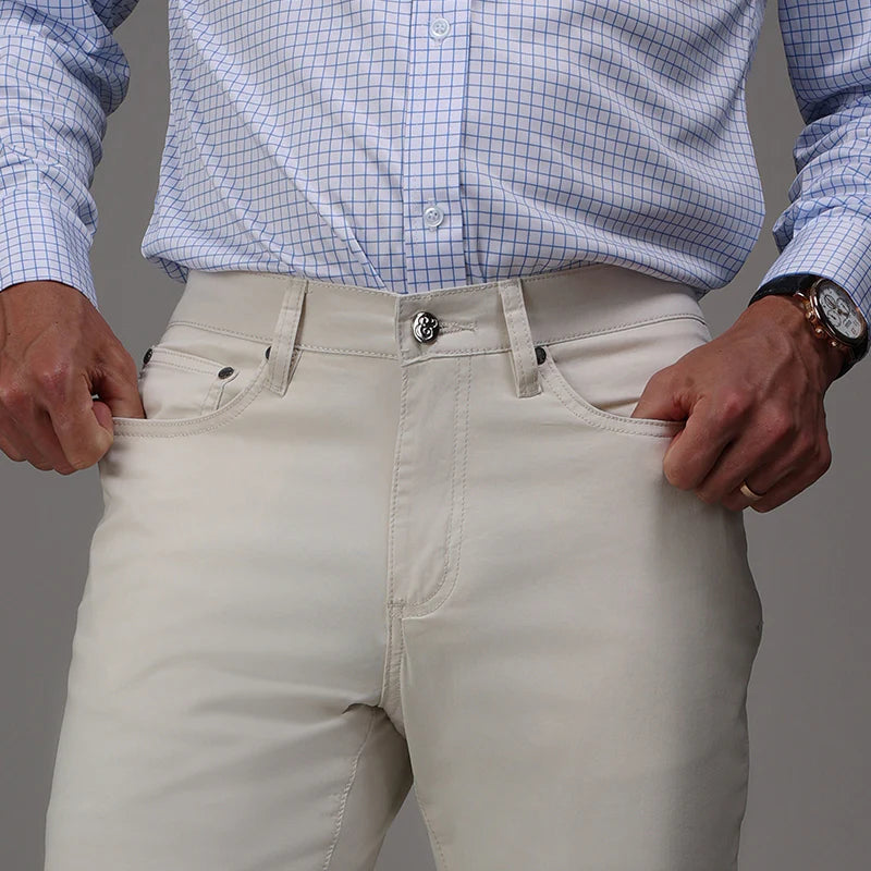 Collars & Co. CEO Chino Five Pocket Cotton Stretch Pants- Stone