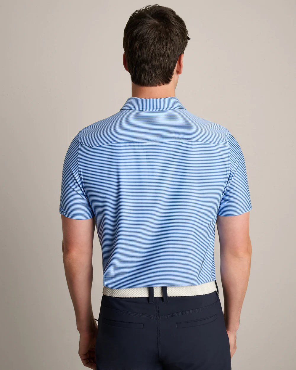 Rhone Apparel Commuter Polo - Bright Sapphire Double Stripe