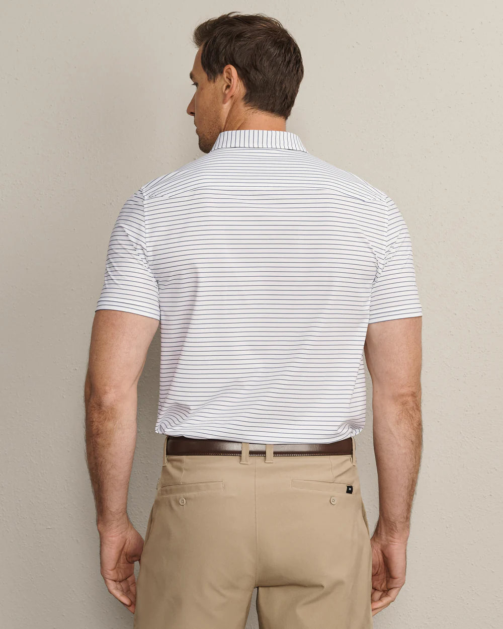 Rhone Apparel Commuter Polo - White/ Navy Pinstripe