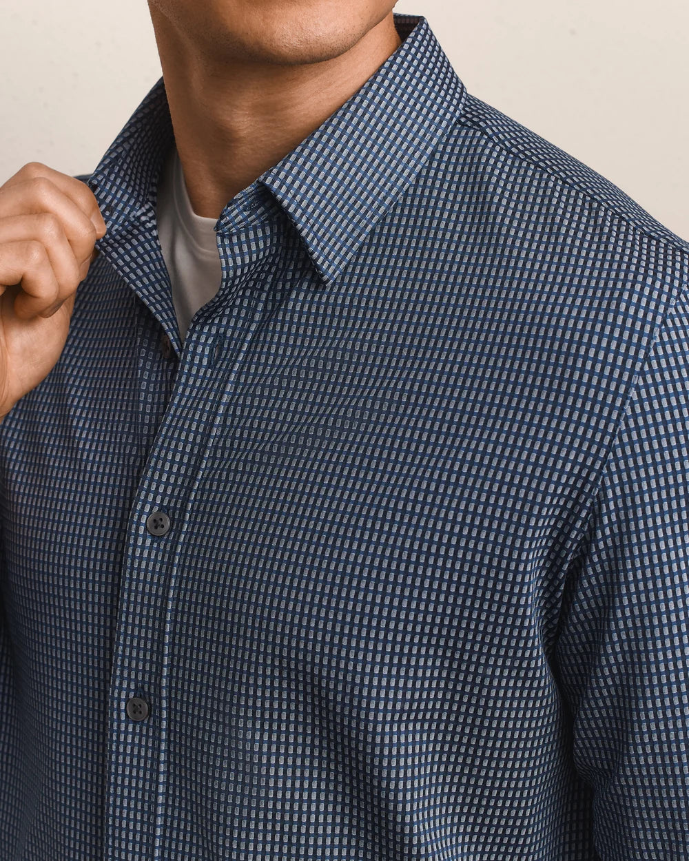 Rhone Apparel Commuter Shirt- Classic Fit- Navy/ Gray Gingham