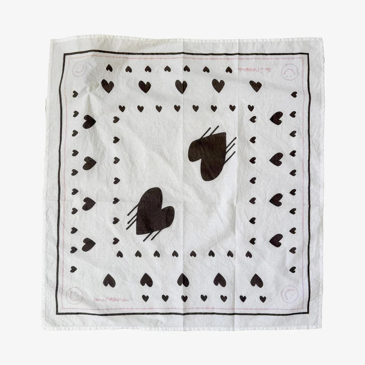 KERRI ROSENTHAL Drippy Heart Bandana- White