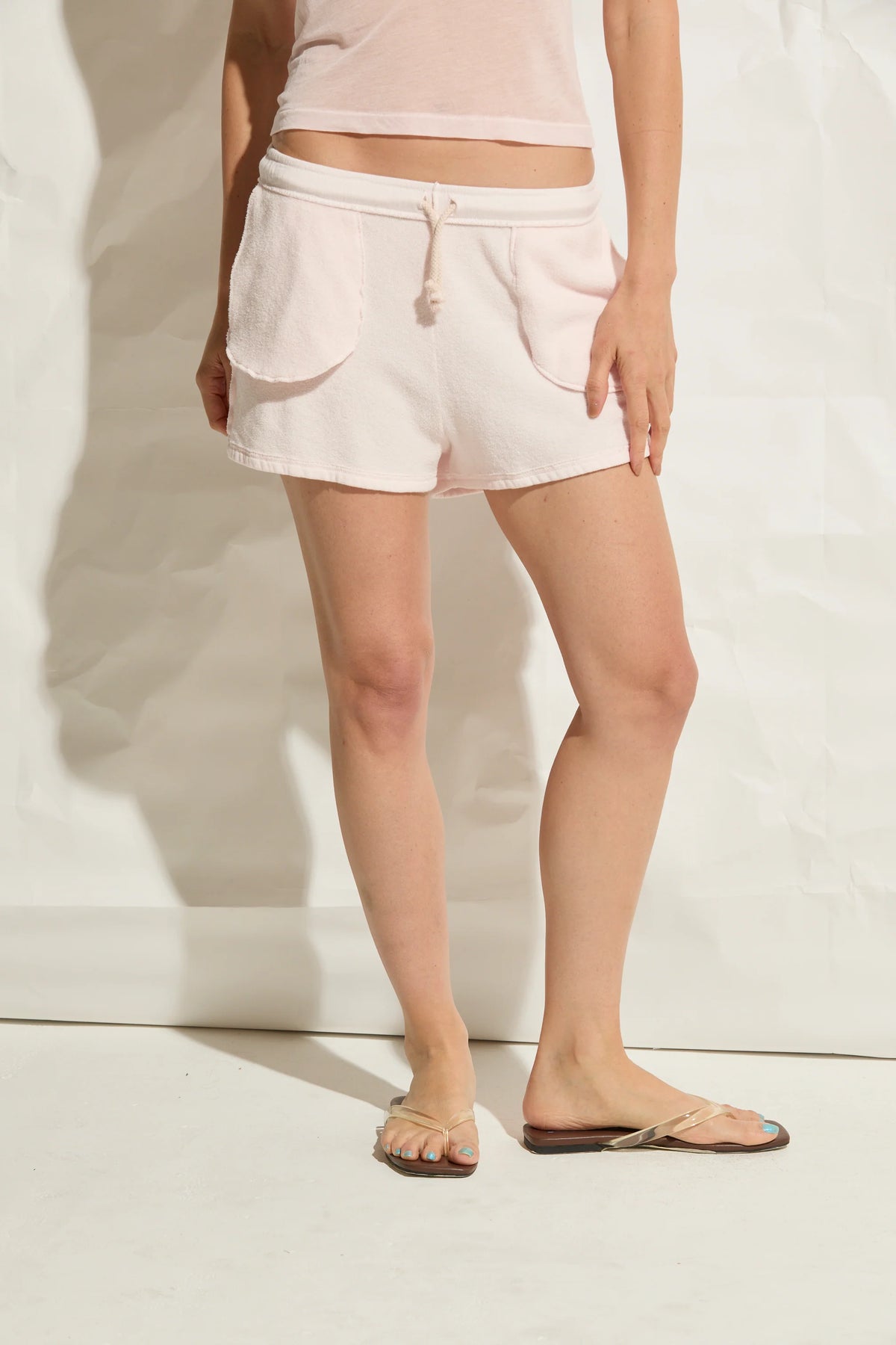 Asher Hazel Cotton Sherpa Shorts- Salsa Rosa