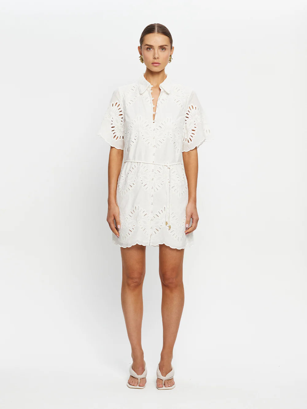 Kivari Danielle Mini Shirt Dress - Ivory S/8 Kivari Danielle Mini Shirt Dress - Ivory S/8