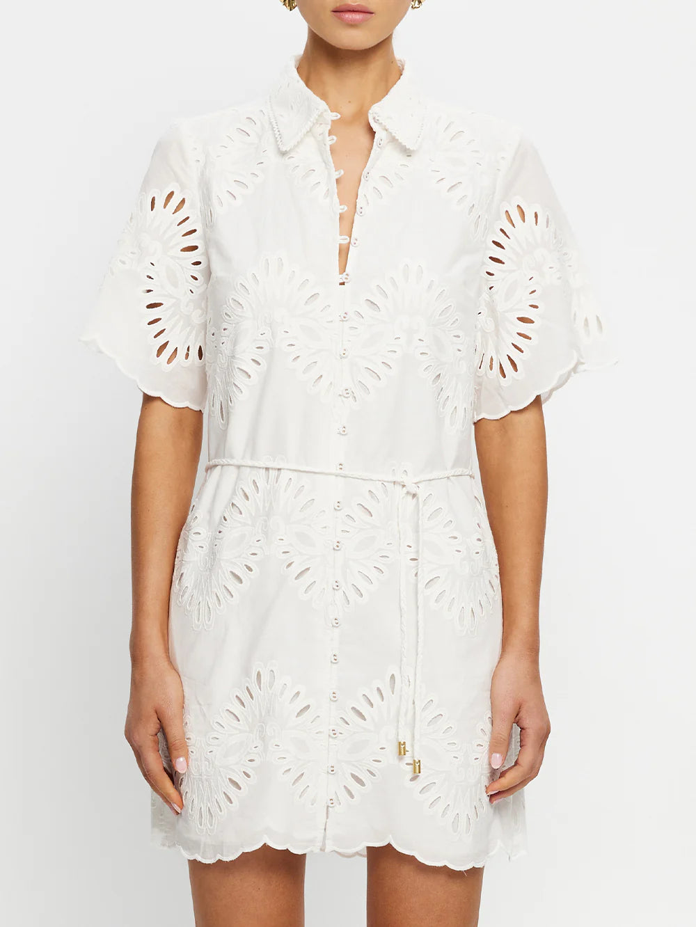 Kivari Danielle Mini Shirt Dress - Ivory S/8 Kivari Danielle Mini Shirt Dress - Ivory S/8