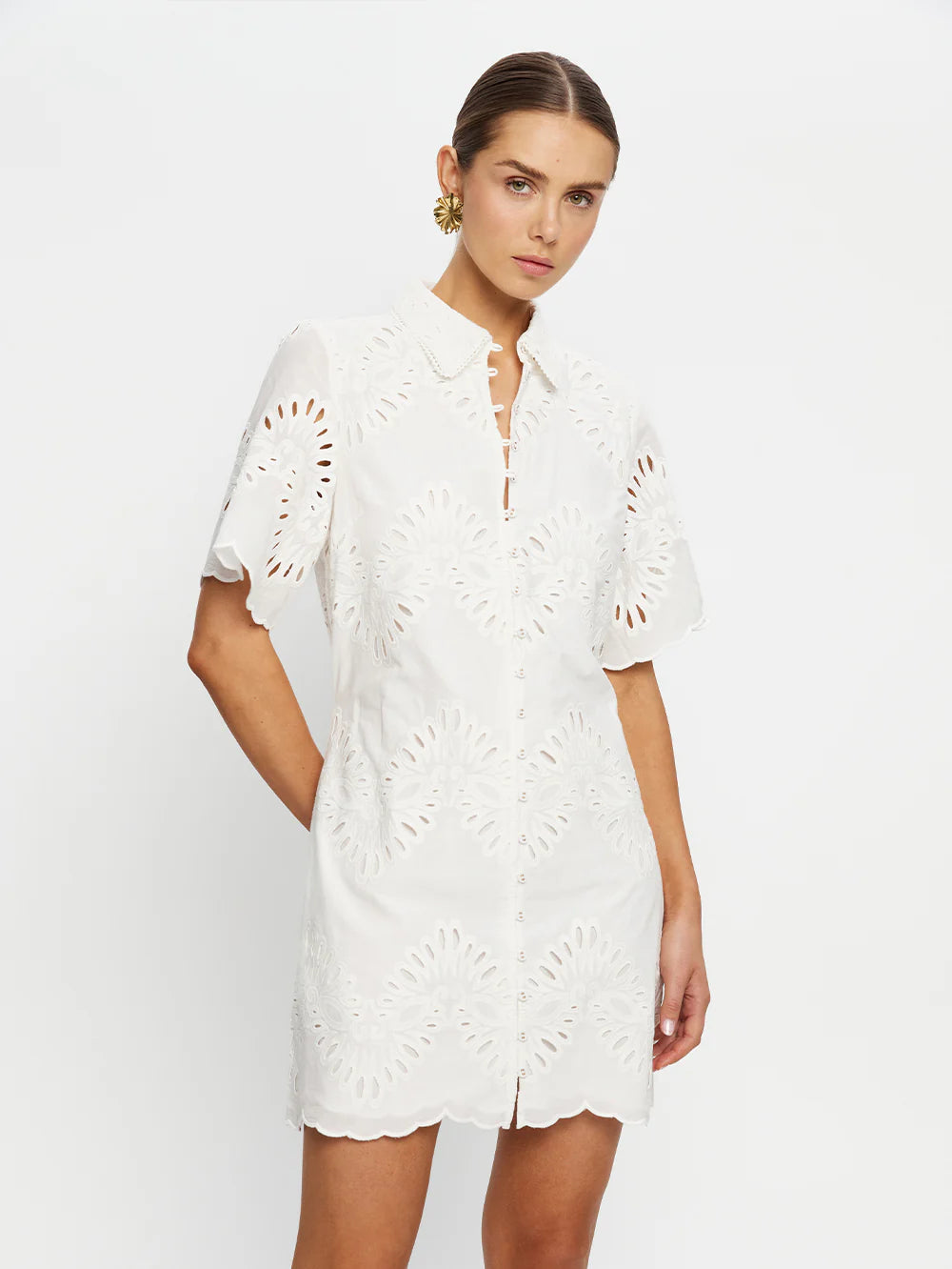 ivory shirt dress Liam Tie-Front Shirt Dress Ivory Vegan Leather