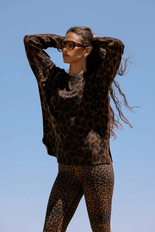 Beach Riot Callie Sweater - Caramel Leopard