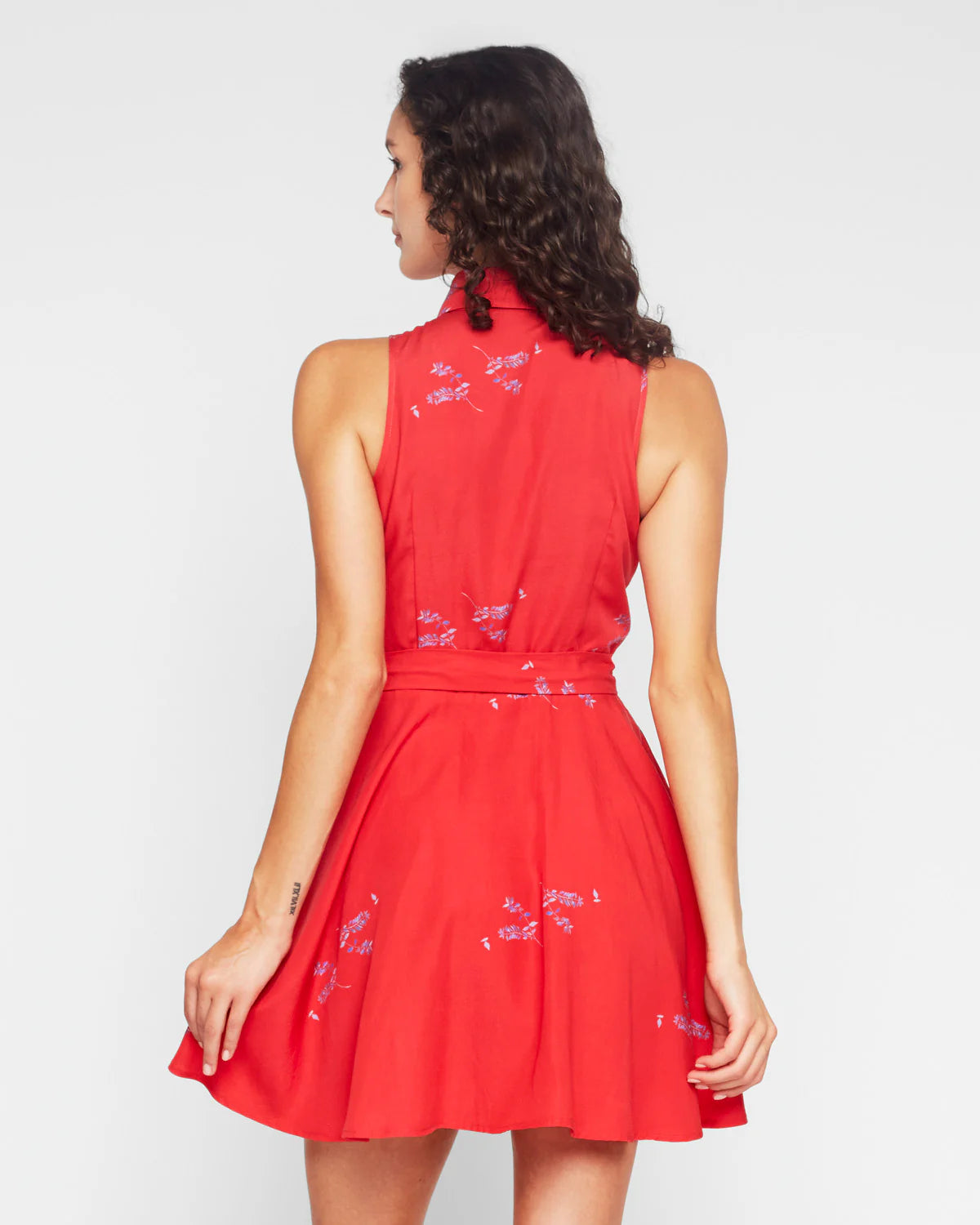 Flora Natalia Red Collared Mini Dress