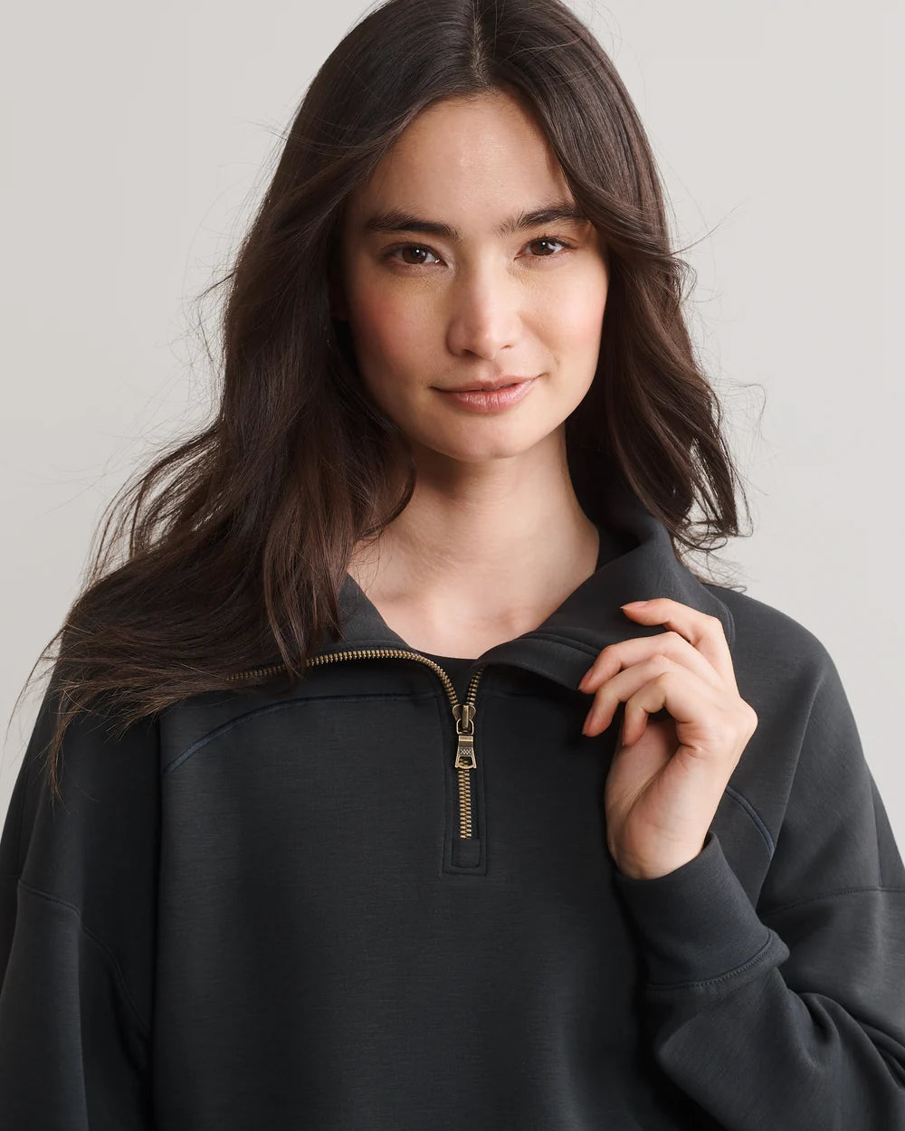 Rhone Apparel DreamGlow 1/2 Zip- Pure Black Heather