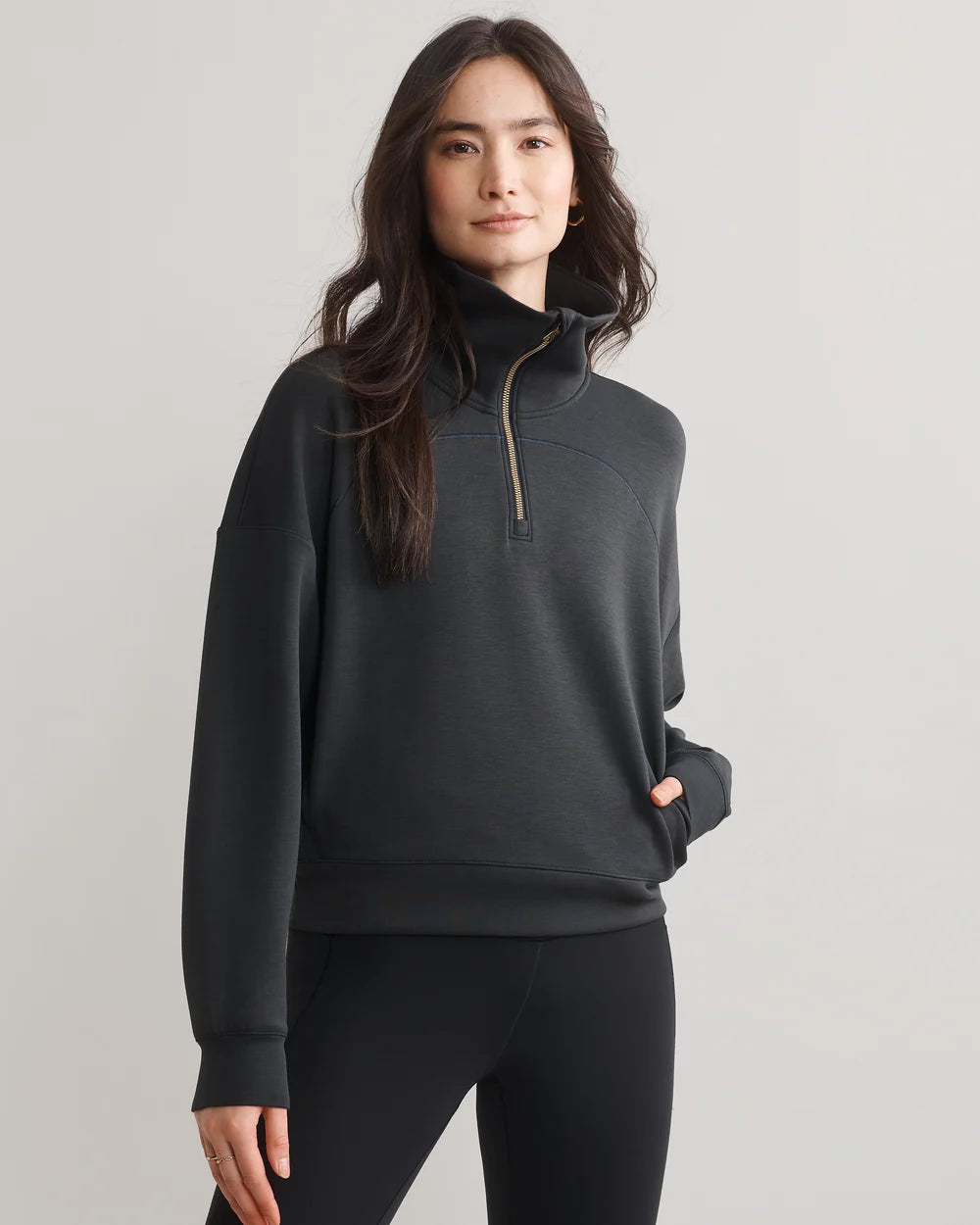 Rhone Apparel DreamGlow 1/2 Zip- Pure Black Heather