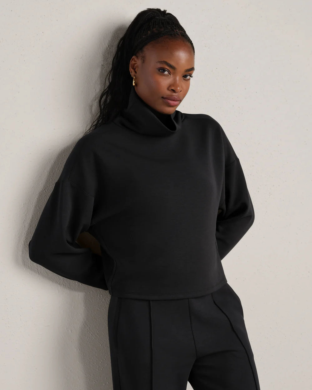 Rhone Apparel Dreamglow Mock Neck - Pure Black Heather