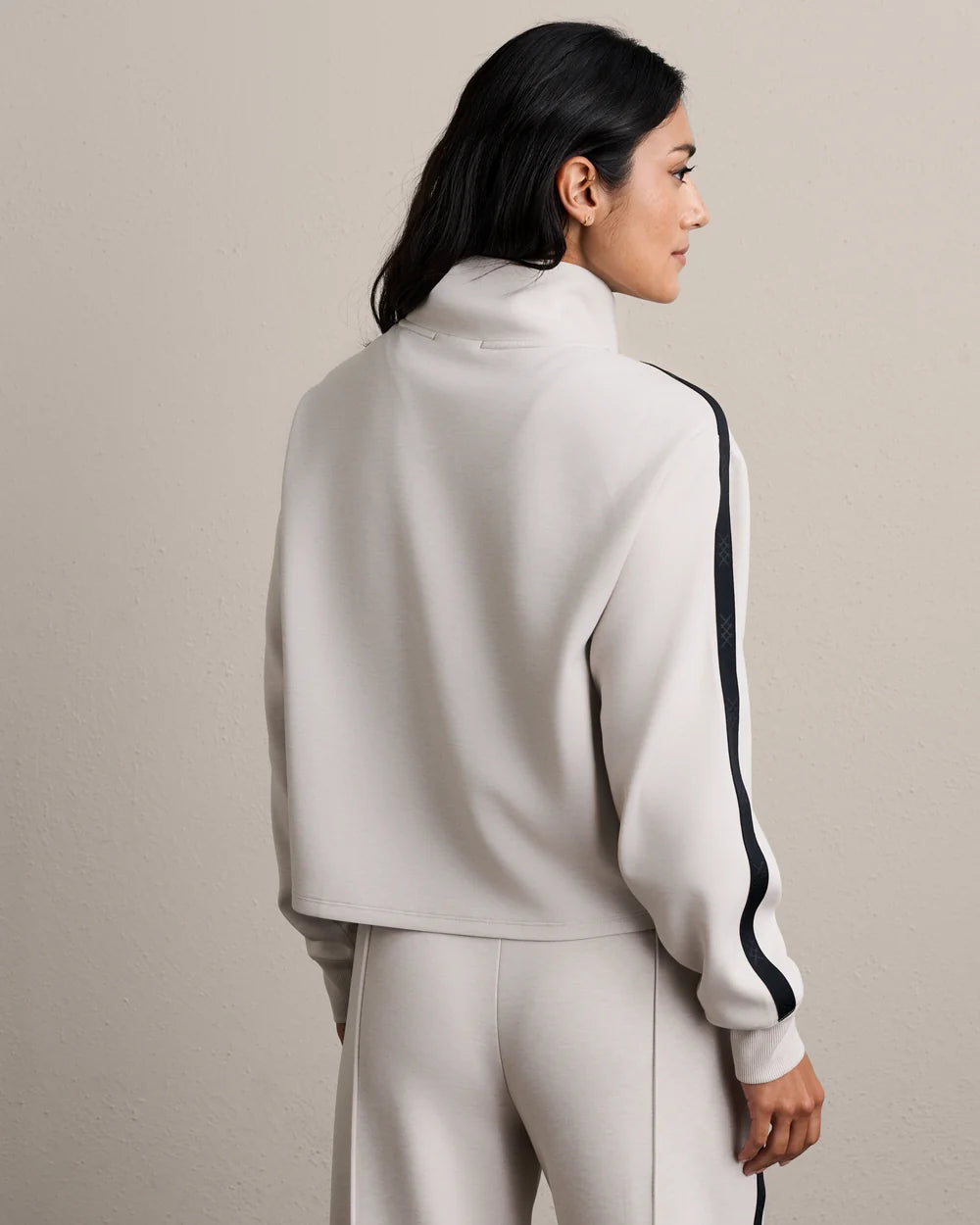 Rhone Apparel DreamGlow® Track 1/2 Zip- Sand/ Pure Black