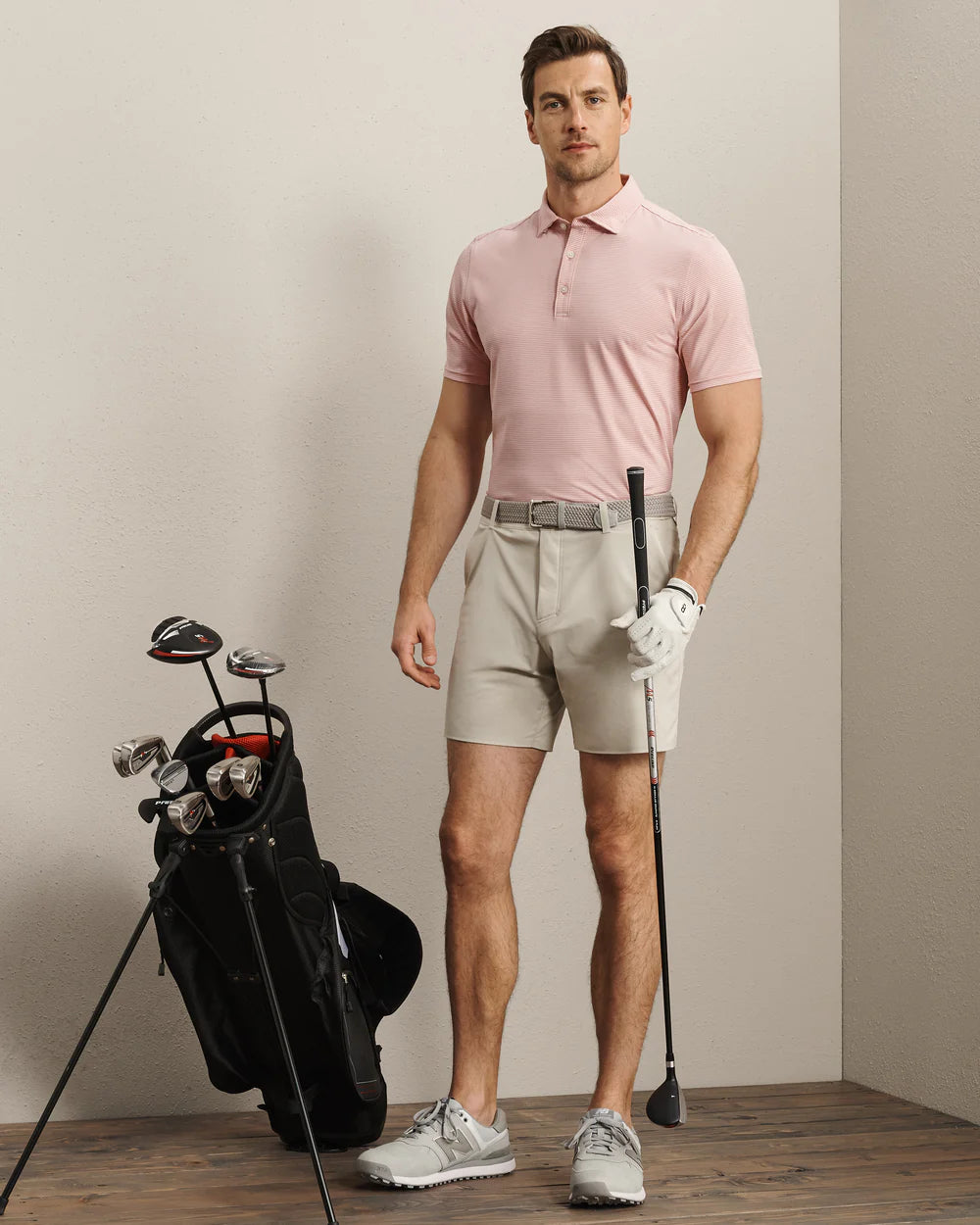 Rhone Apparel Drive Time Polo - Pink Calcite/ French Rose