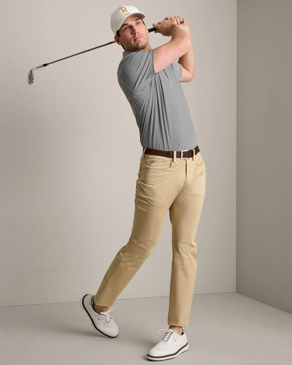 Rhone Apparel Drive Time Polo - True Navy/White Stripe