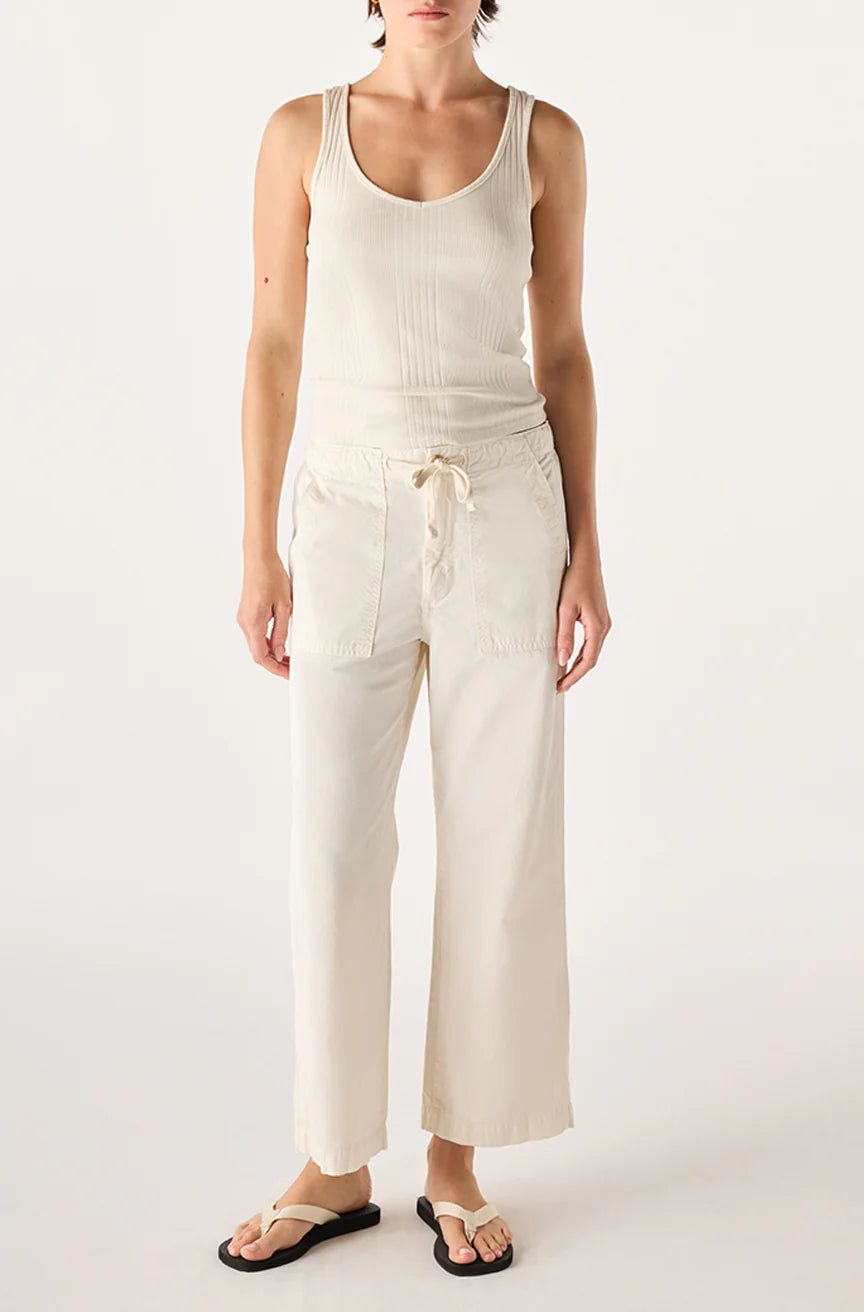 AMO Denim Easy Drawstring Slouch Crop - Bone