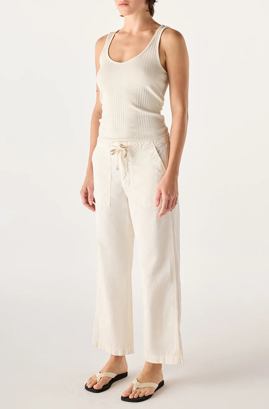 AMO Denim Easy Drawstring Slouch Crop - Bone