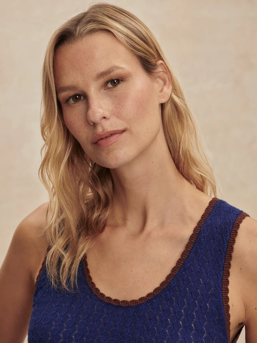 Varley Jocey Knit Top- Bright Navy