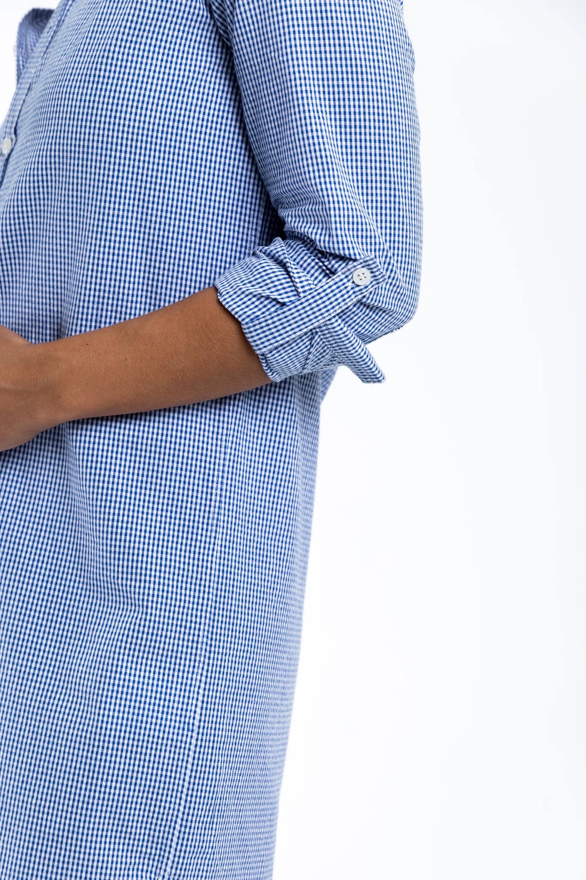 Emily Phillips Seersucker Girlfriend Dress- Navy and White